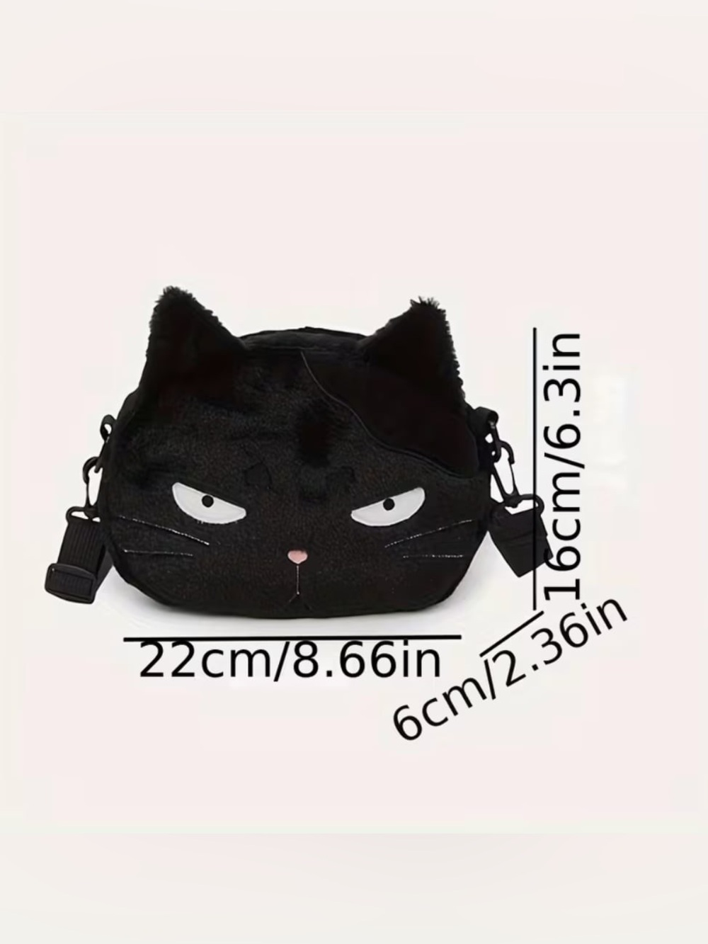 Black Cat Plush Crossbody Bag - Picture 7 of 7